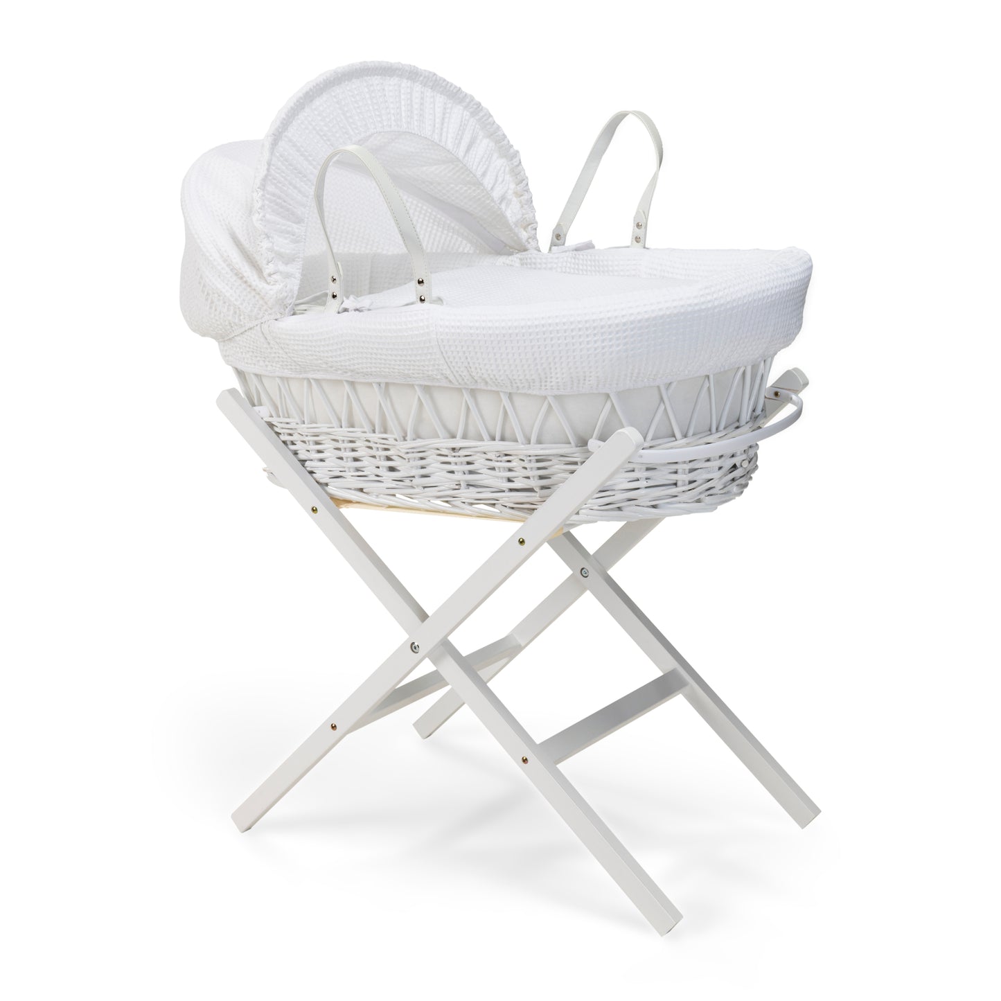 Clair de Lune White Waffle White Wicker Moses Basket