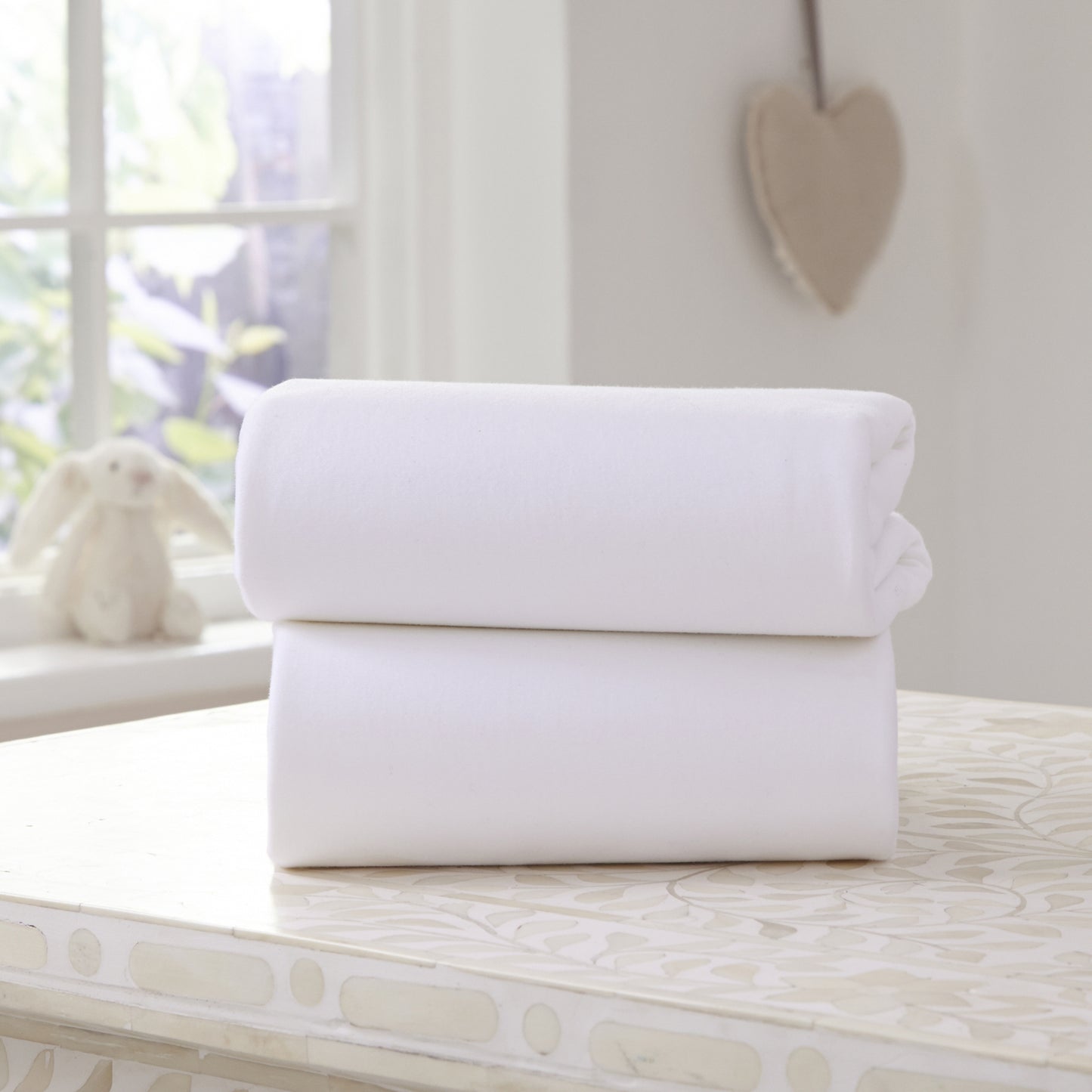 Clair de Lune White 2 Pack Moses Basket Sheets - 74 x 30 cm