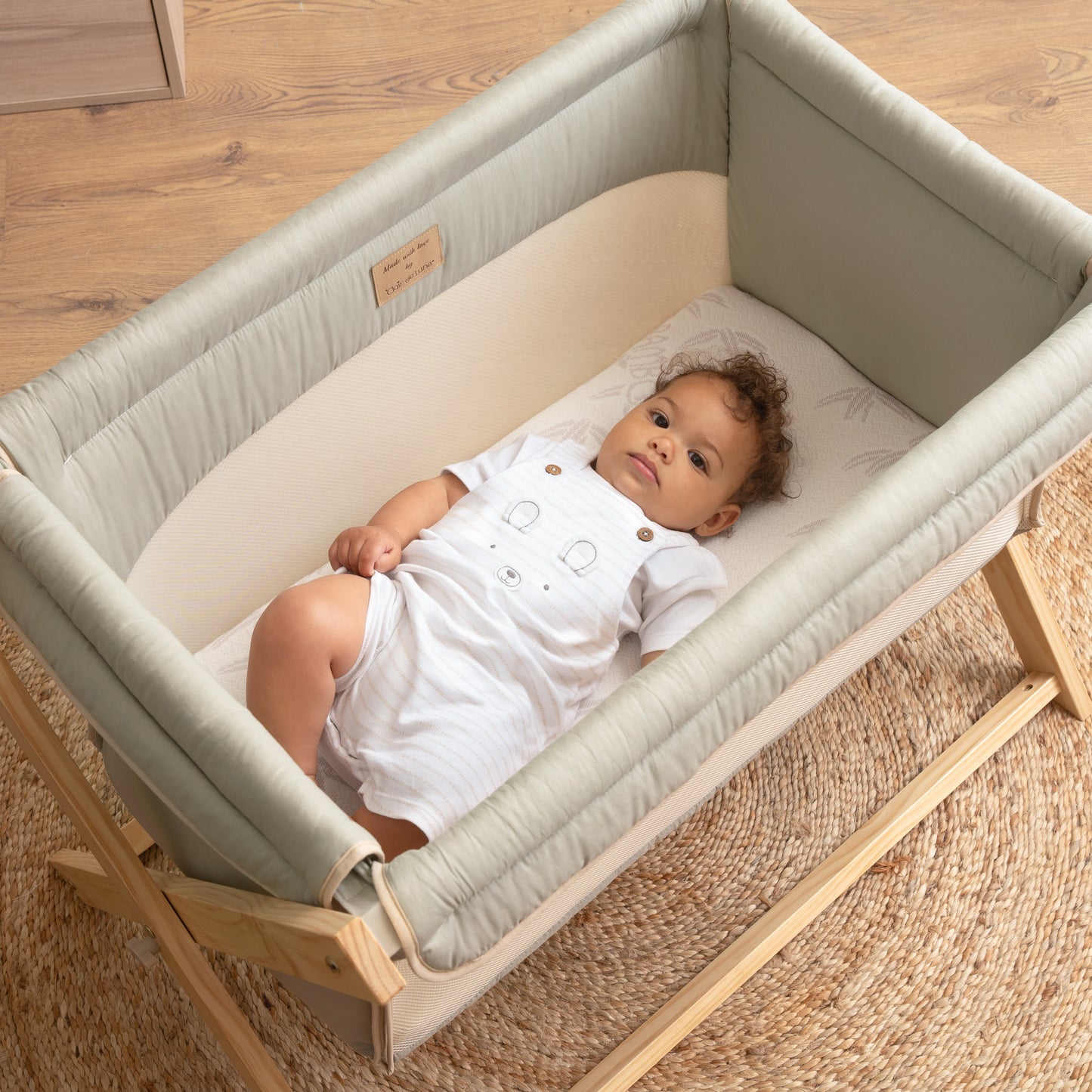 Clair de Lune Sage Organic Folding Crib
