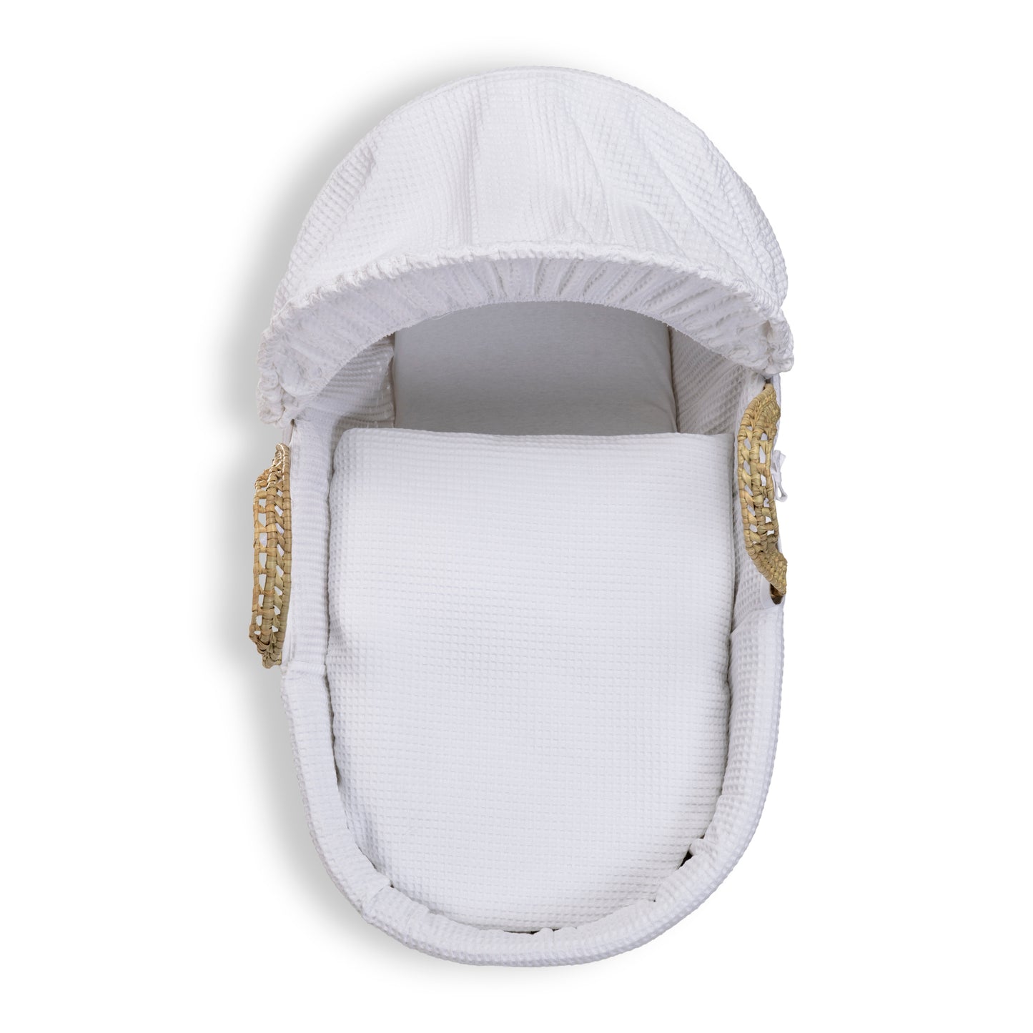 Clair de Lune White Waffle Palm Moses Basket
