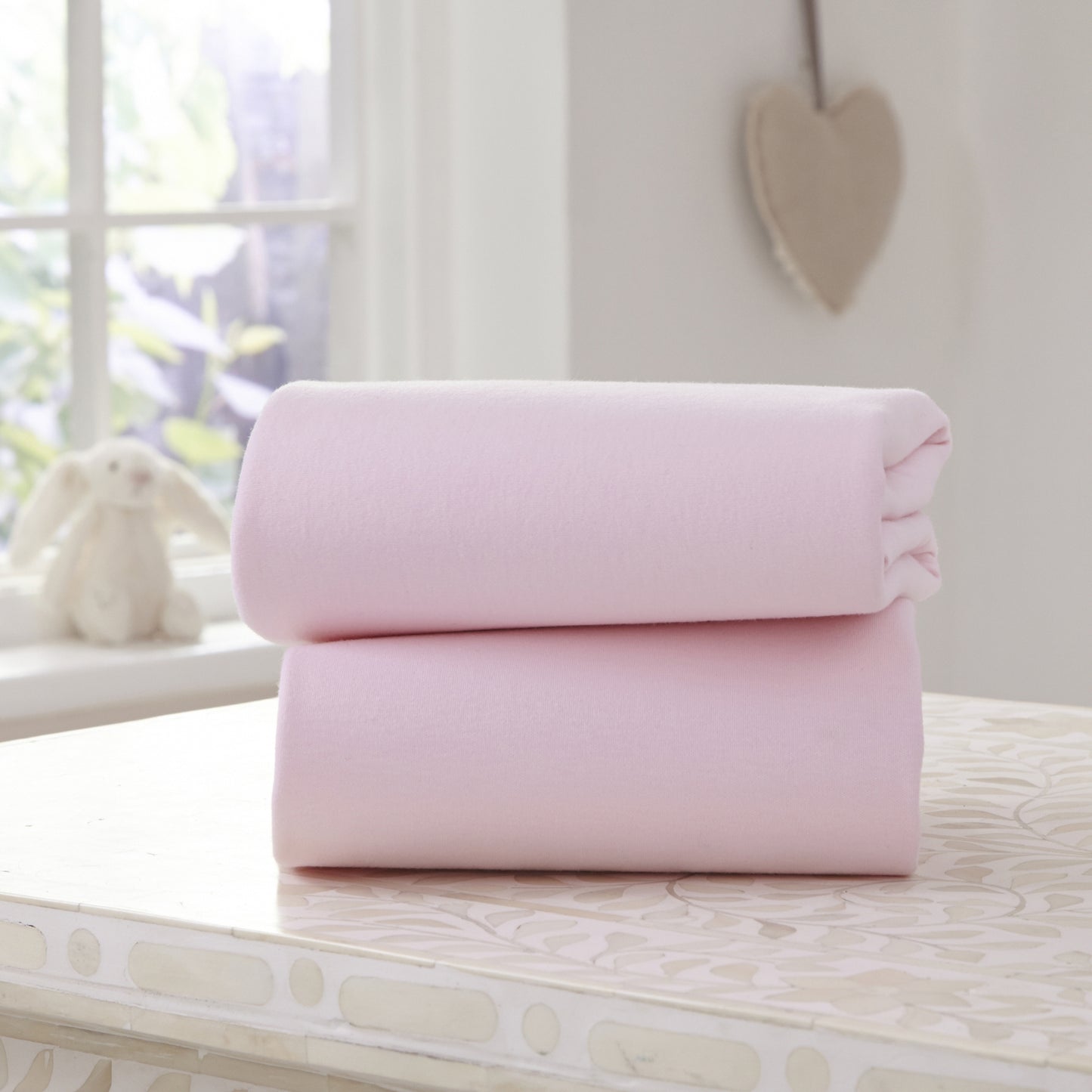 Clair de Lune Pink 2 Pack Moses Basket Sheets - 74 x 30 cm