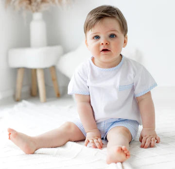 Pex Gingham Shorts Suit Blue