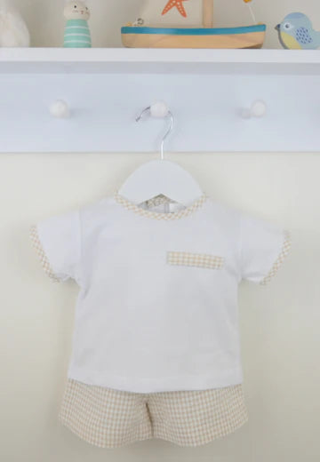 Pex Gingham Shorts Suit Natural