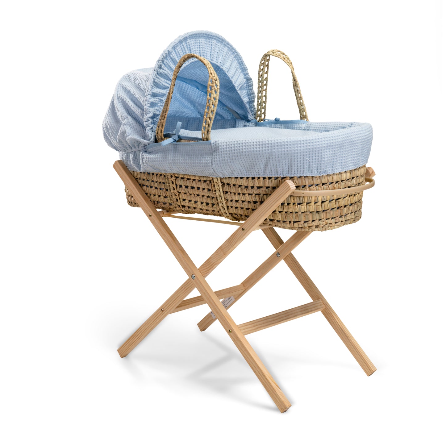 Clair de Lune Blue Waffle Palm Moses Basket