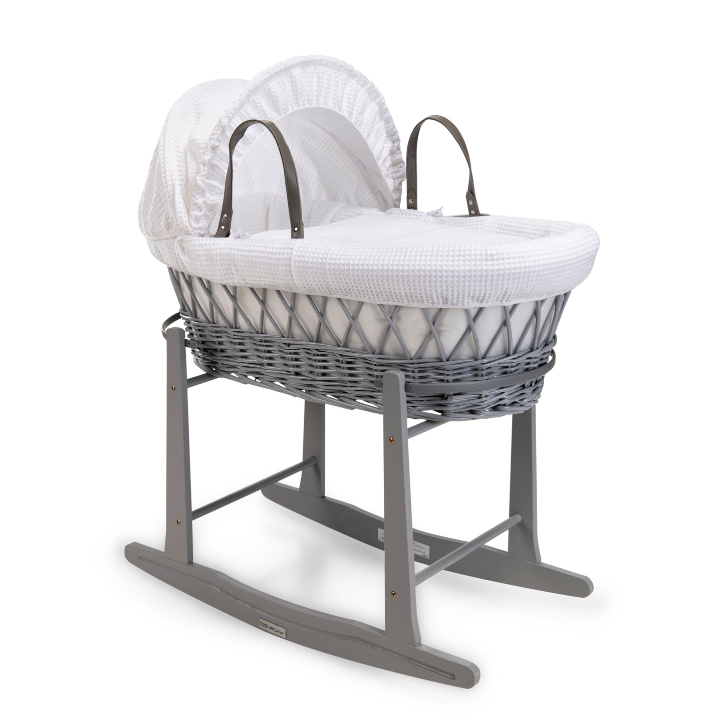 Clair de Lune White Waffle Grey Wicker Moses Basket