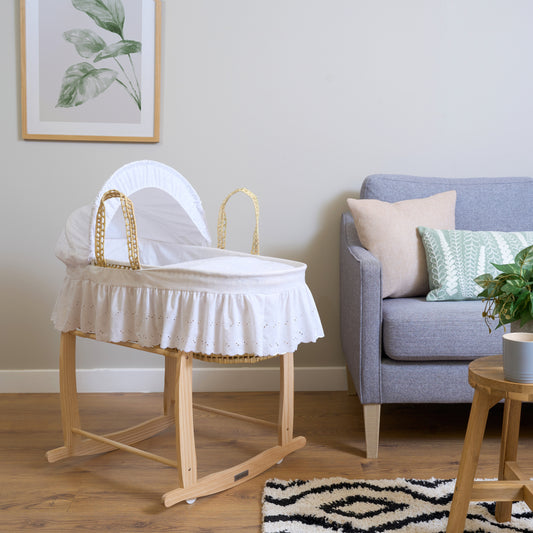Clair de Lune Broderie Anglaise Palm Moses Basket