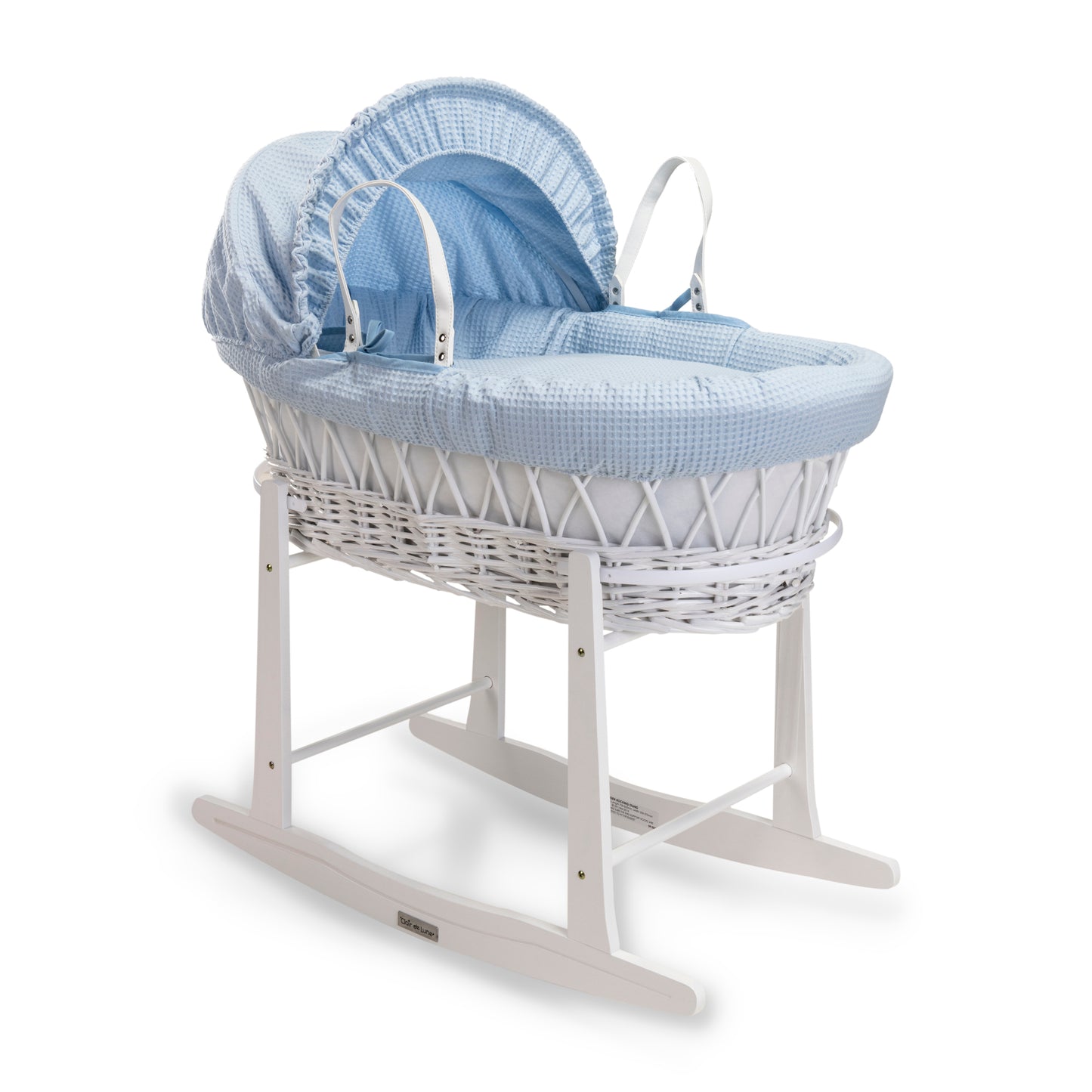 Clair de Lune Blue Waffle White Wicker Moses Basket