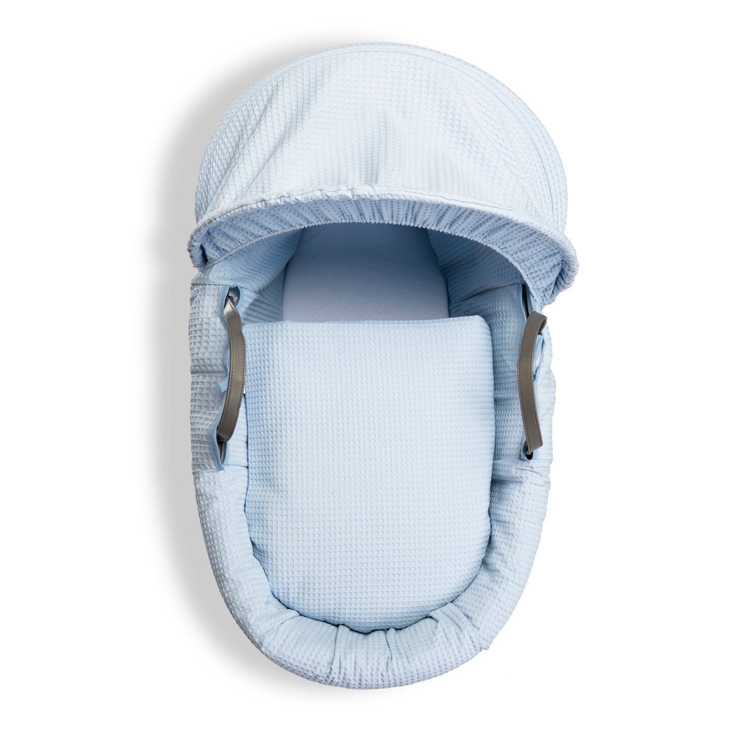 Clair de Lune Blue Waffle Grey Wicker Moses Basket