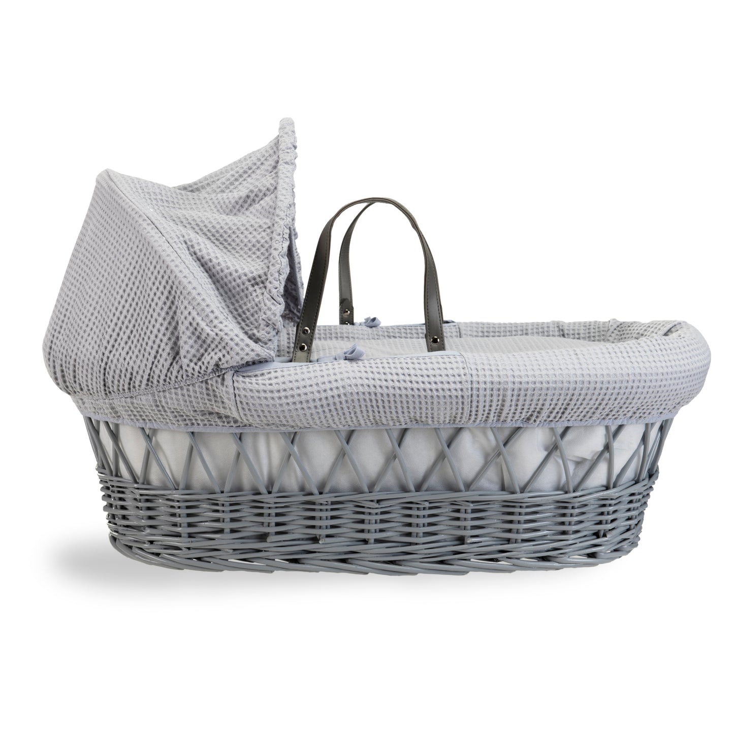 Clair de Lune Grey Waffle Grey Wicker Moses Basket