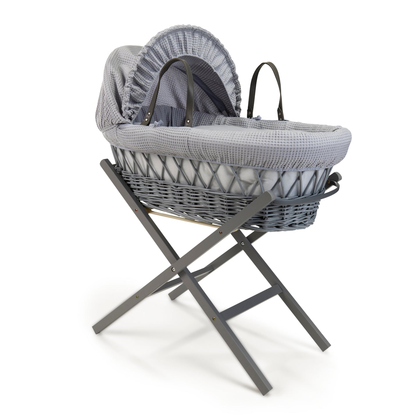 Clair de Lune Grey Waffle Grey Wicker Moses Basket