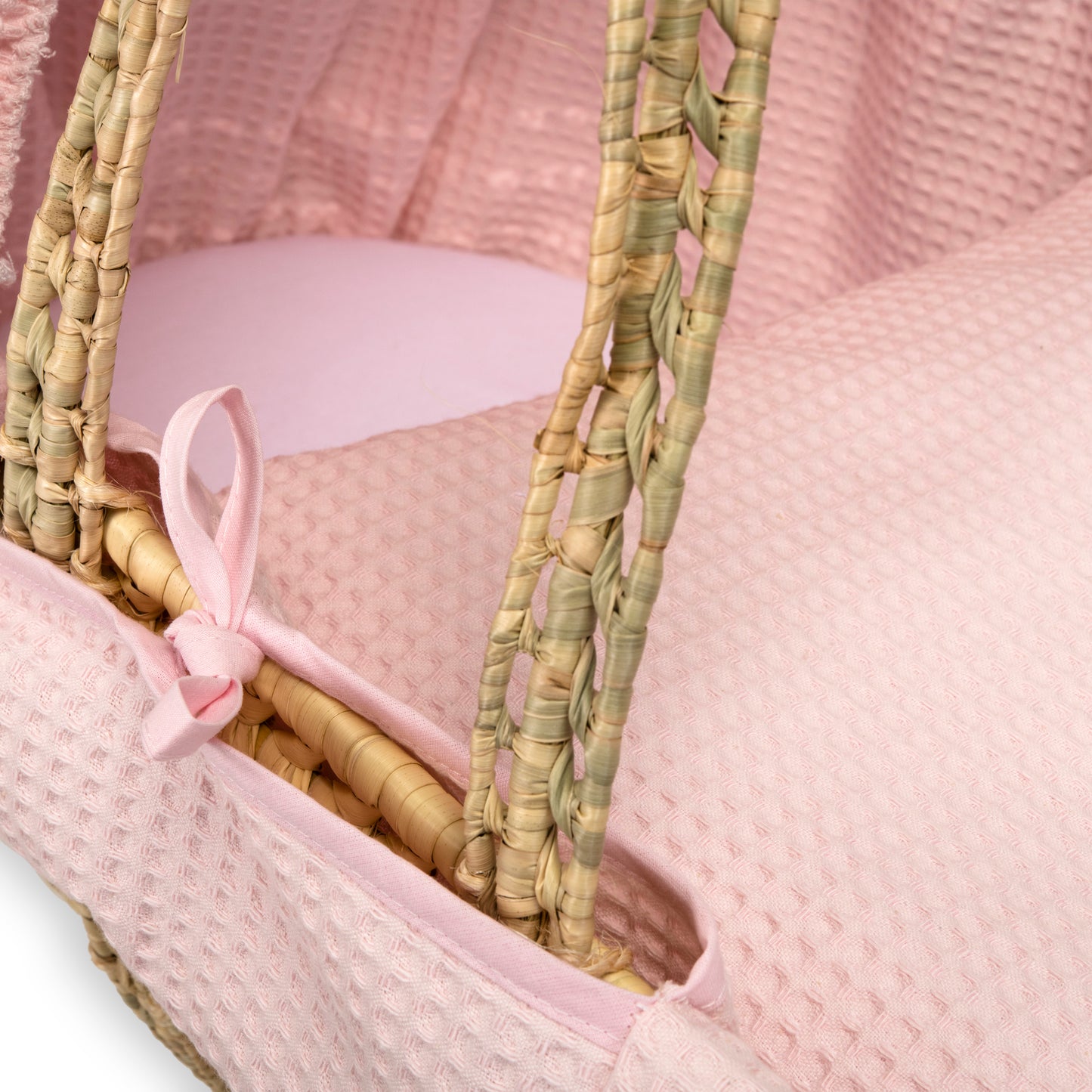 Clair de Lune Pink Waffle Palm Moses Basket