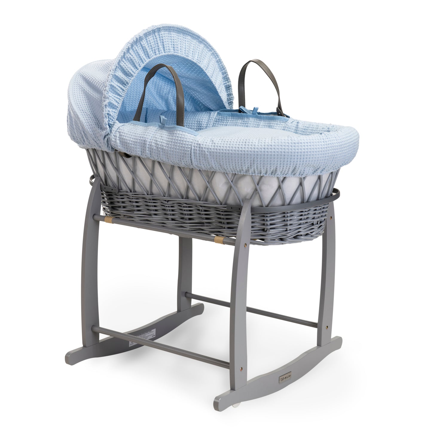 Clair de Lune Blue Waffle Grey Wicker Moses Basket