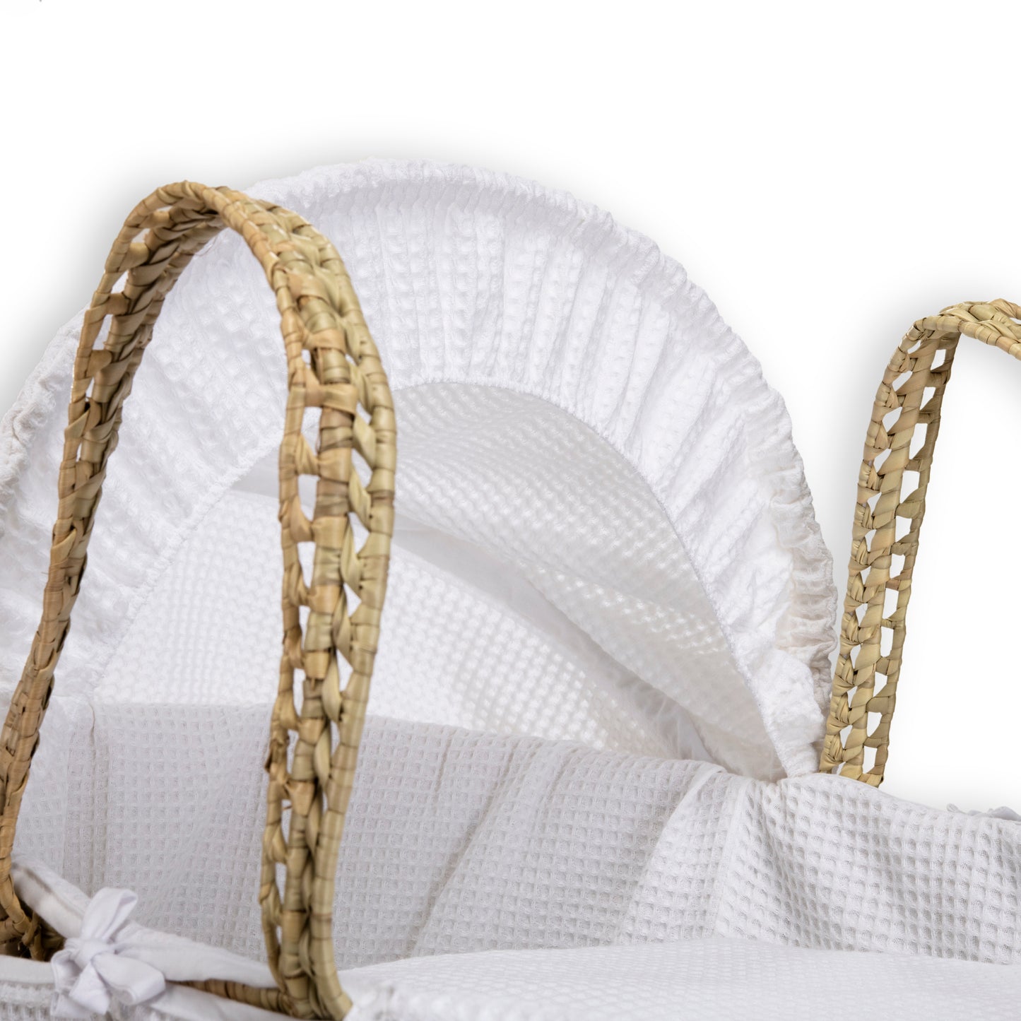 Clair de Lune White Waffle Palm Moses Basket