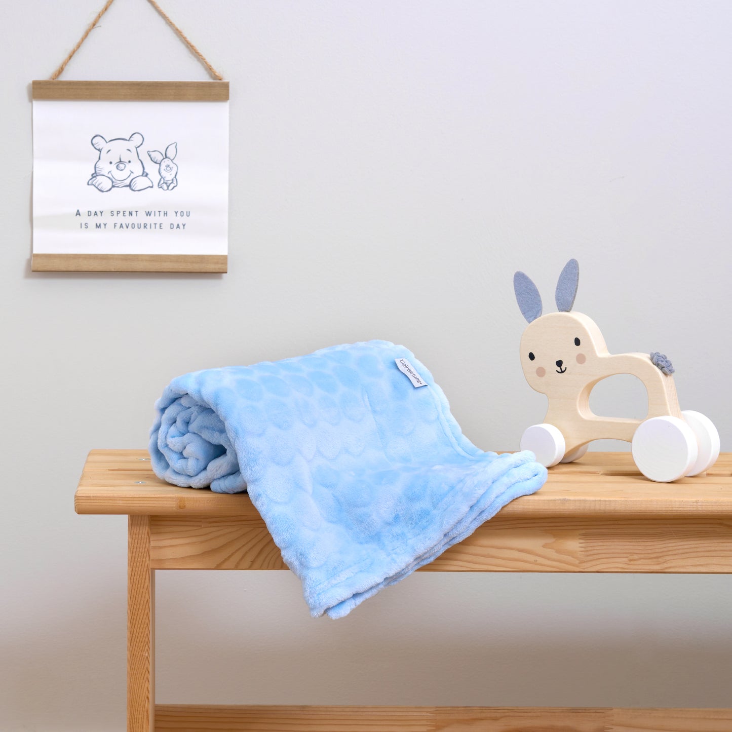 Clair de Lune Blue Marshmallow Pram Blanket - 90 x 70 cm