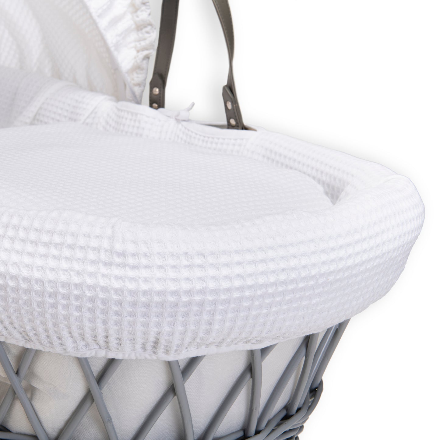 Clair de Lune White Waffle Grey Wicker Moses Basket