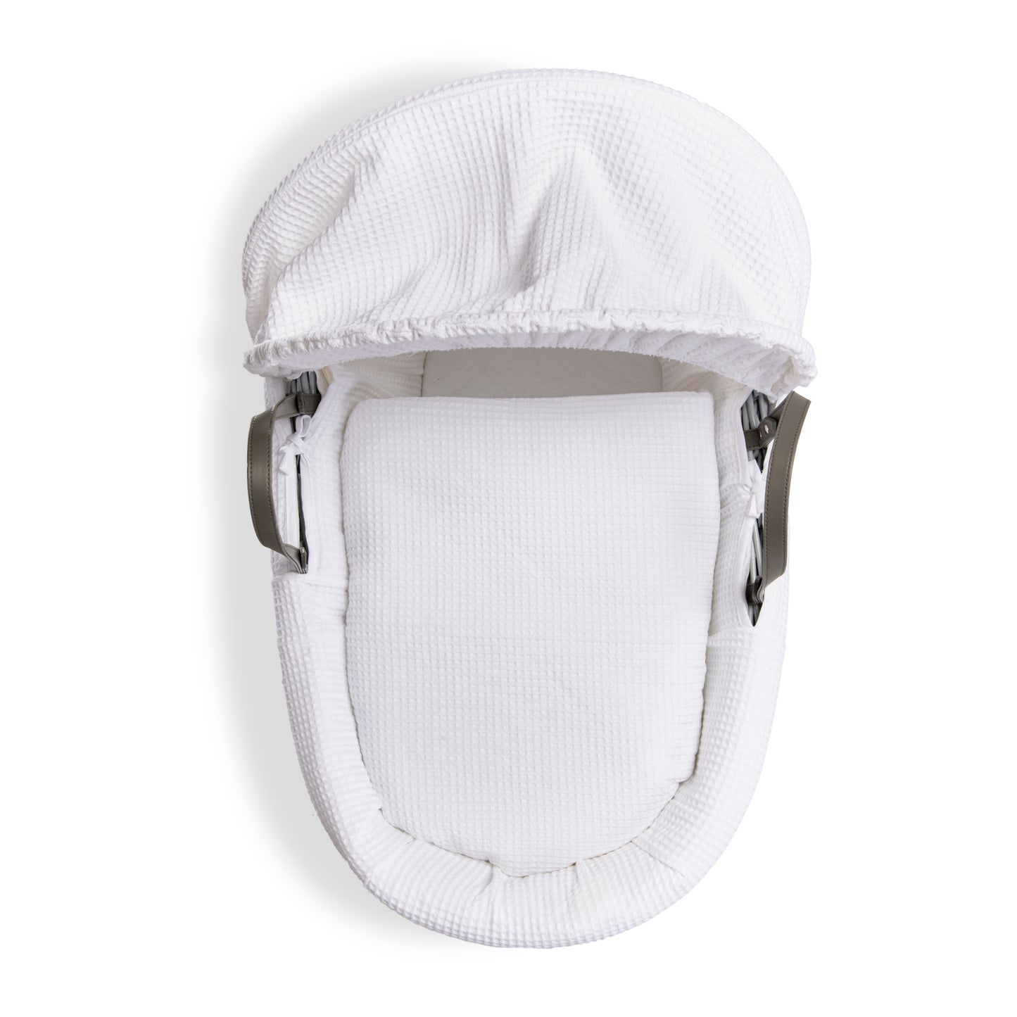 Clair de Lune White Waffle Grey Wicker Moses Basket