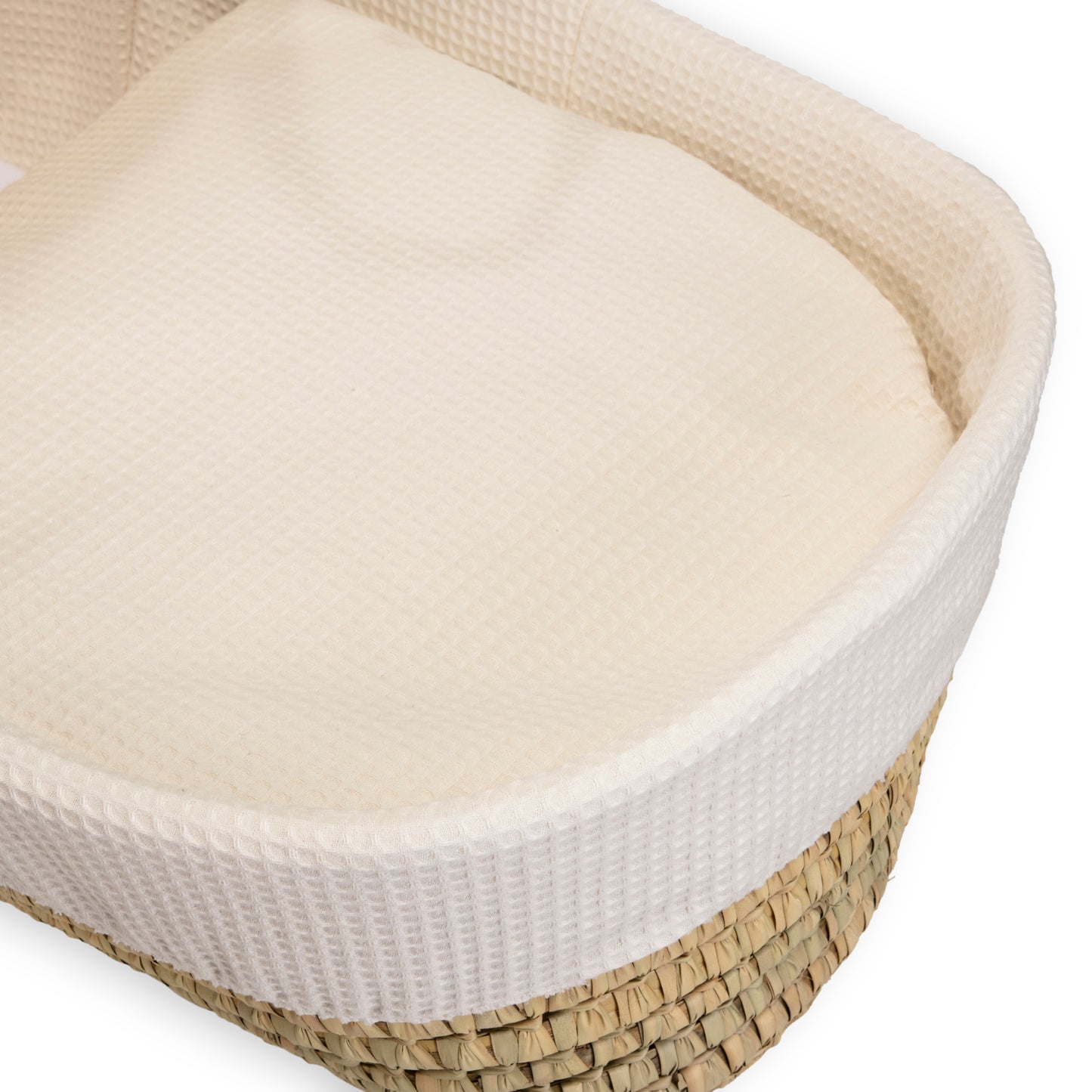 Clair de Lune Cream Waffle Palm Moses Basket
