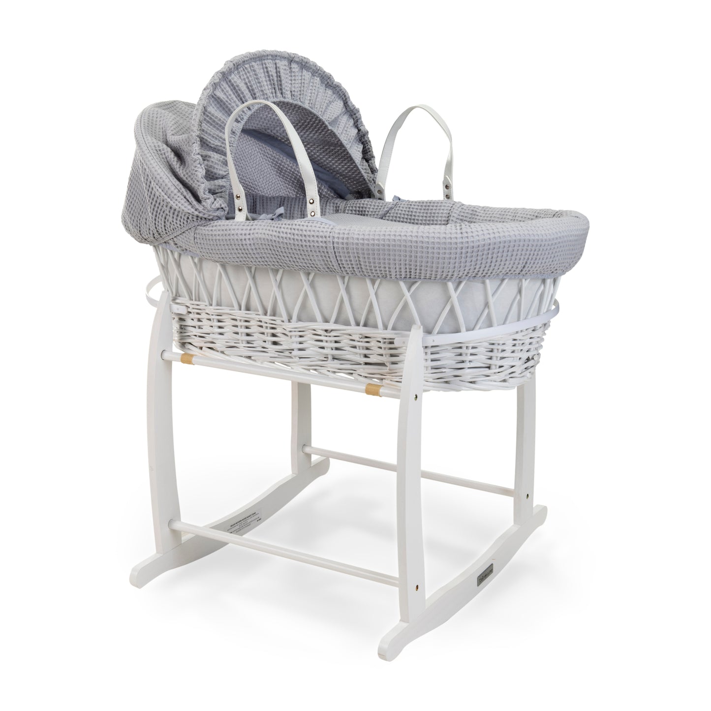 Clair de Lune Grey Waffle White Wicker Moses Basket
