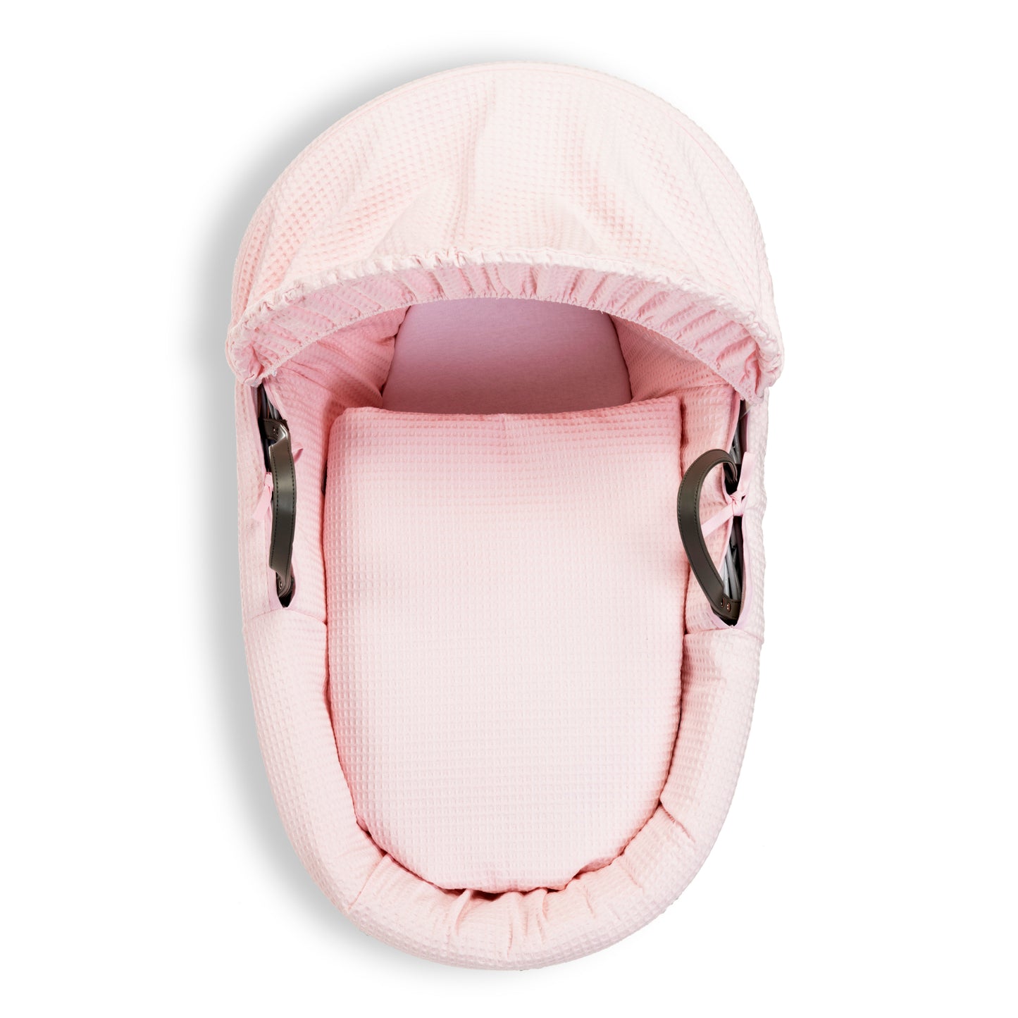 Clair de Lune Pink Waffle Grey Wicker Moses Basket
