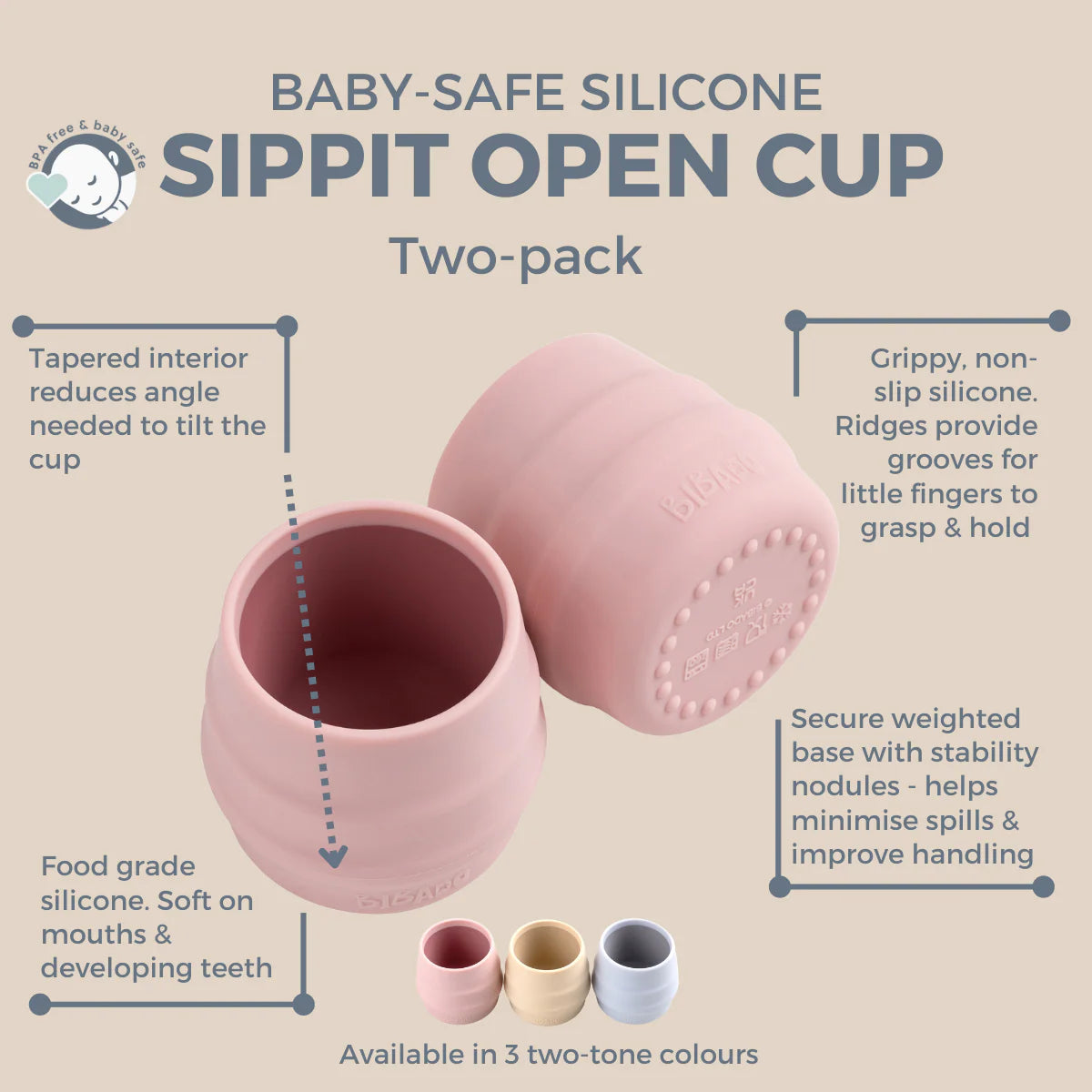 Sippit™ Silicone Open Training Cup Two-pack - Fawn