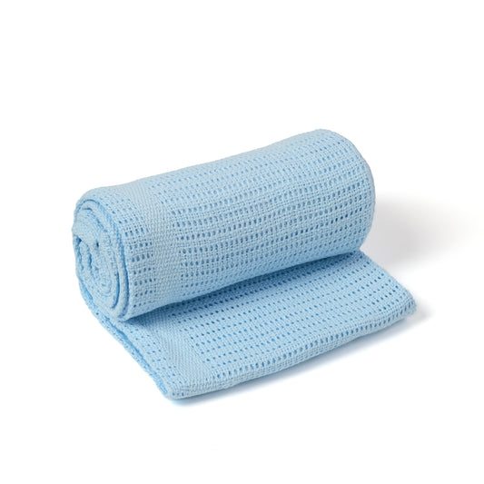 Blue Cellular Pram Blanket Pram - 90 x 70 cm