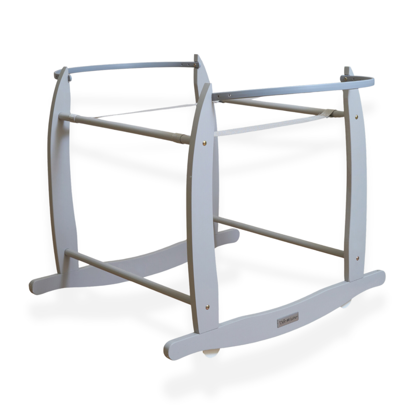 Clair de Lune Grey Deluxe Wooden Moses Basket Rocking Stand