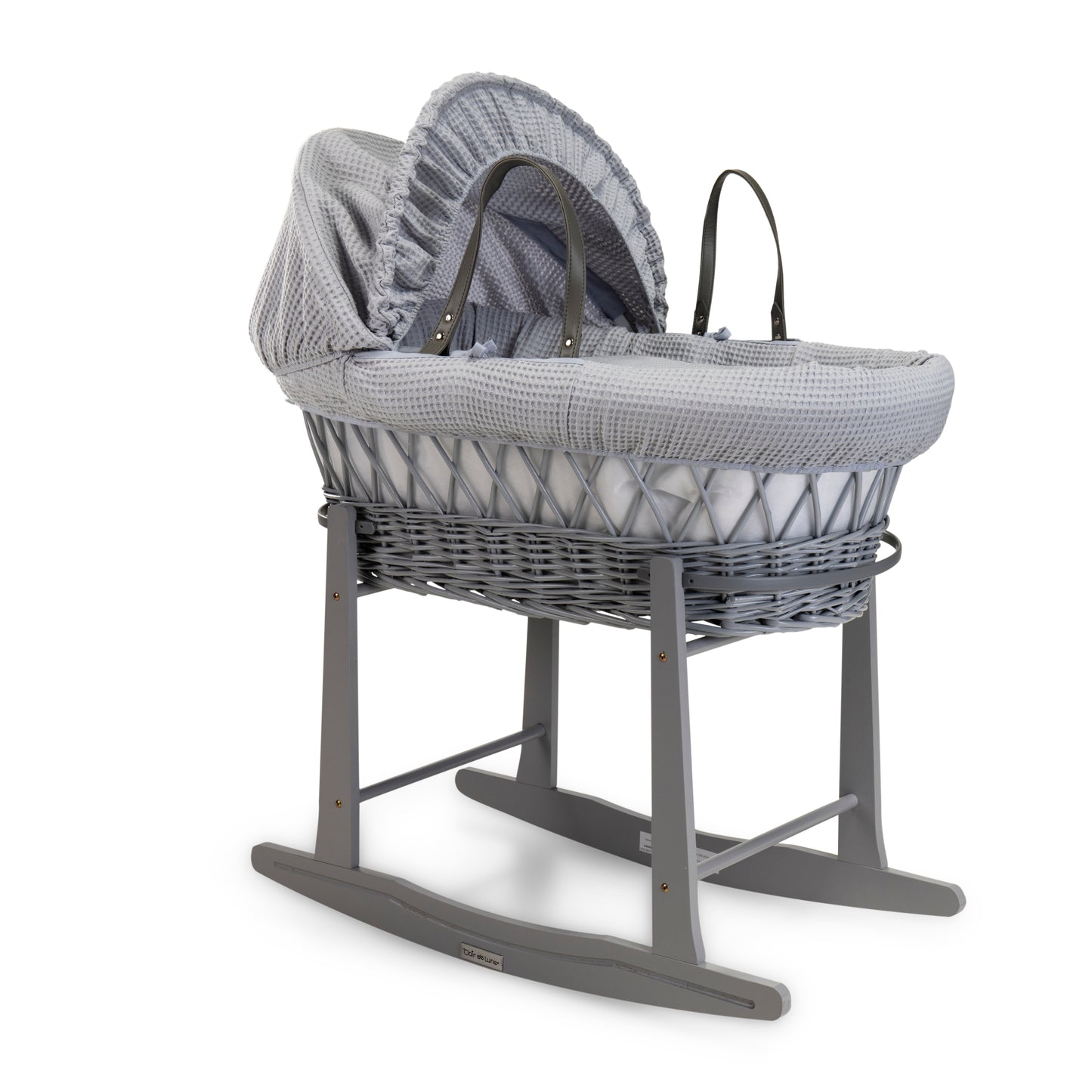 Clair de Lune Grey Waffle Grey Wicker Moses Basket