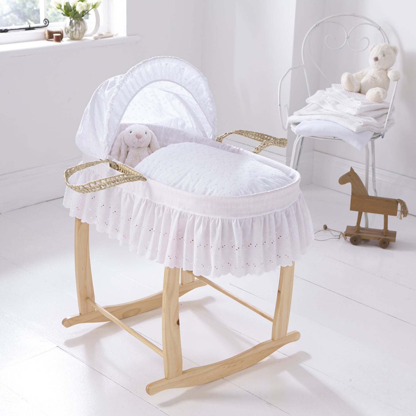 Clair de Lune Broderie Anglaise Palm Moses Basket