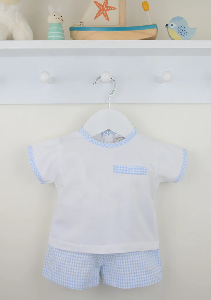 Pex Gingham Shorts Suit Blue