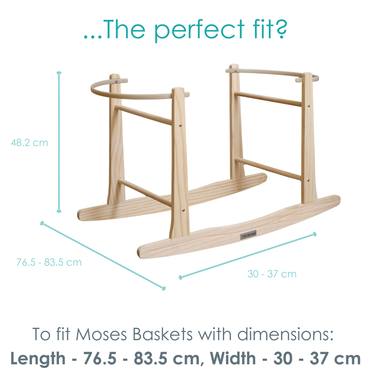 Clair de Lune Natural Wooden Moses Basket Rocking Stand