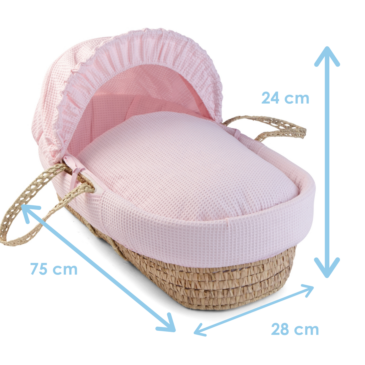 Clair de Lune Pink Waffle Palm Moses Basket