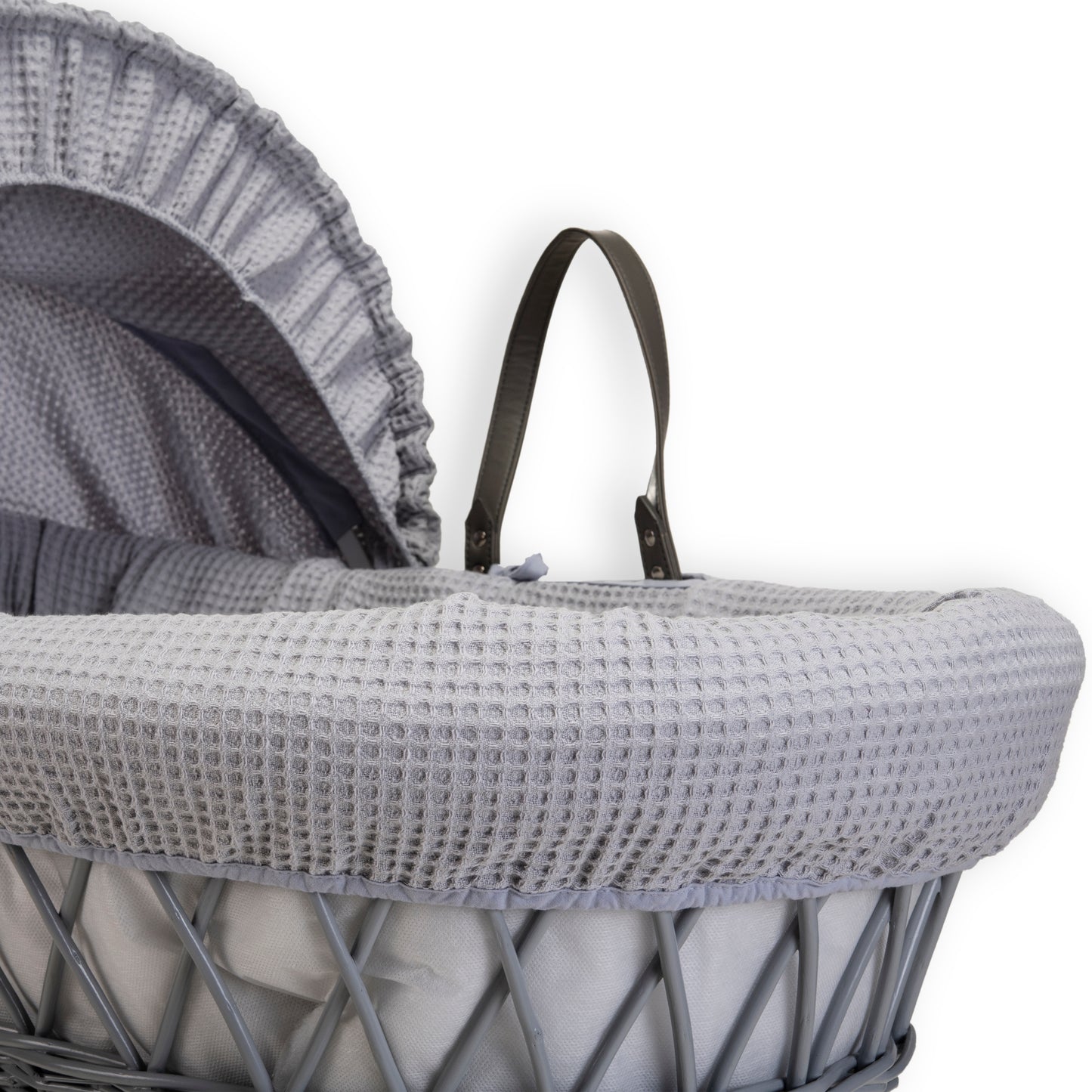 Clair de Lune Grey Waffle Grey Wicker Moses Basket
