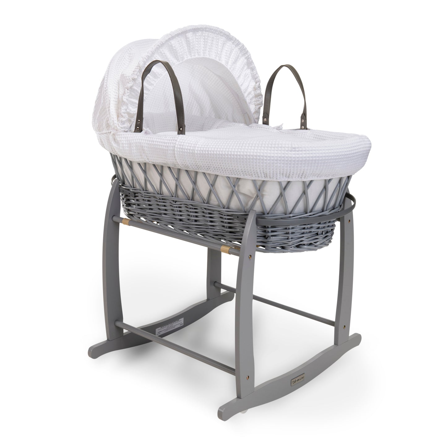 Clair de Lune White Waffle Grey Wicker Moses Basket