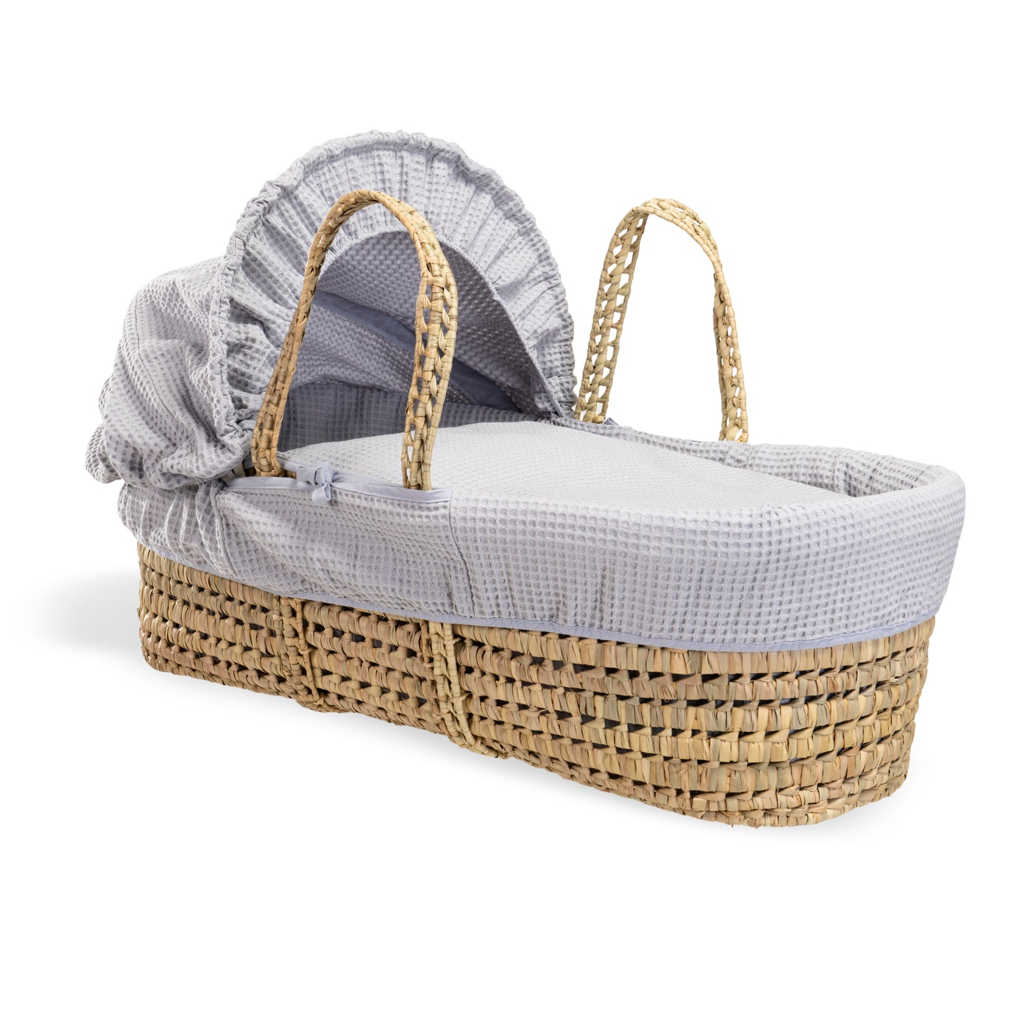 Clair de Lune Grey Waffle Palm Moses Basket