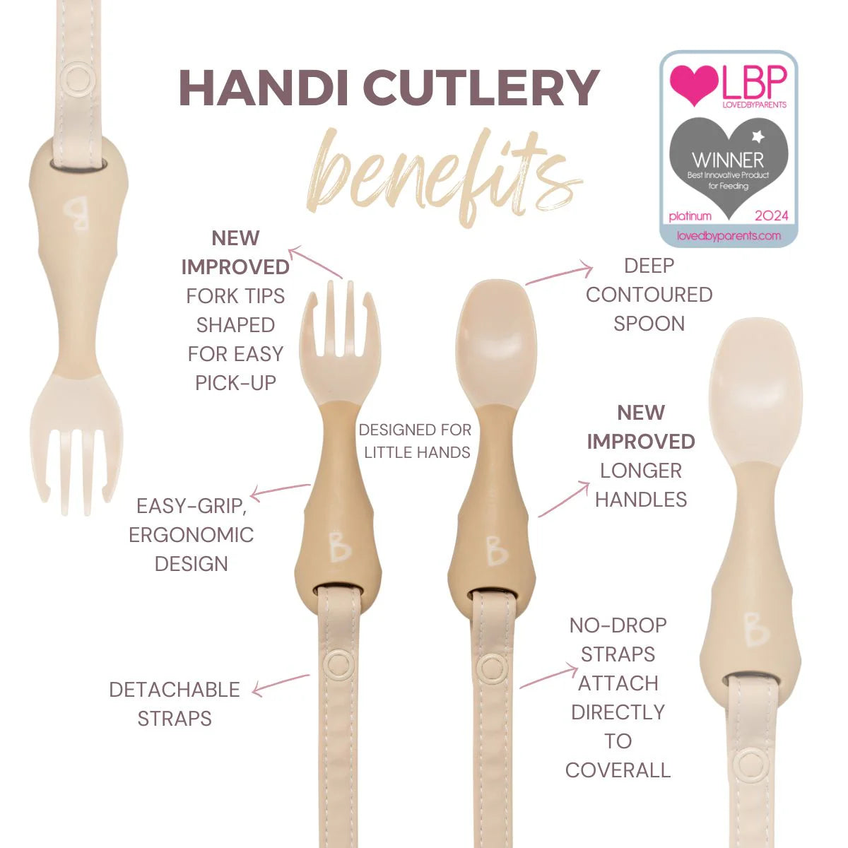 Attachable Weaning Cutlery - Fawn