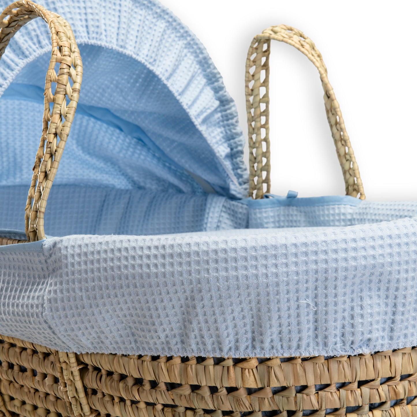 Clair de Lune Blue Waffle Palm Moses Basket