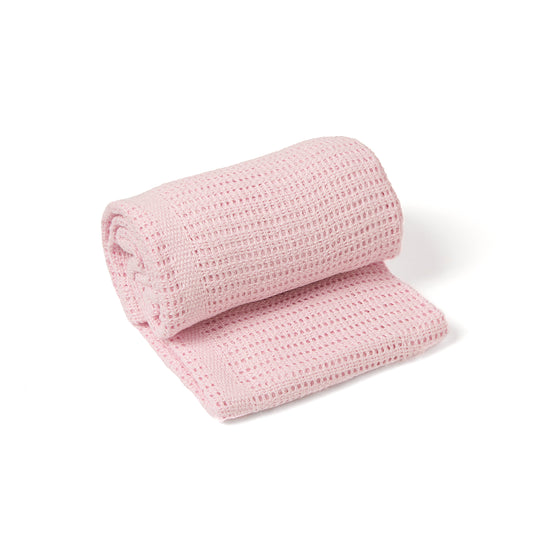 Pink Cellular Pram Blanket Pram - 90 x 70 cm