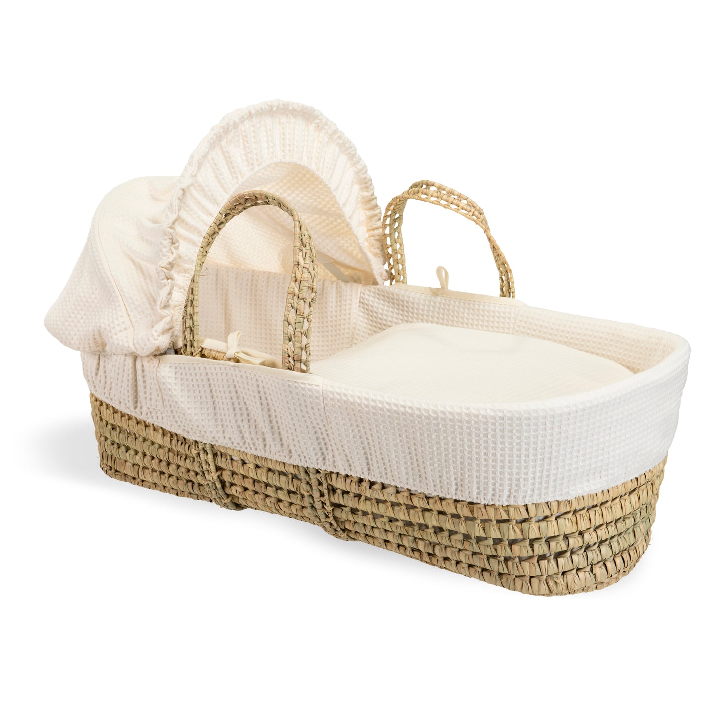 Clair de Lune Cream Waffle Palm Moses Basket