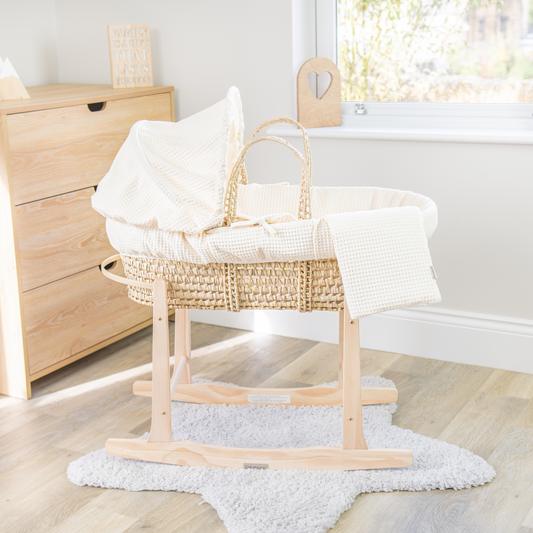 Clair de Lune Cream Waffle Palm Moses Basket