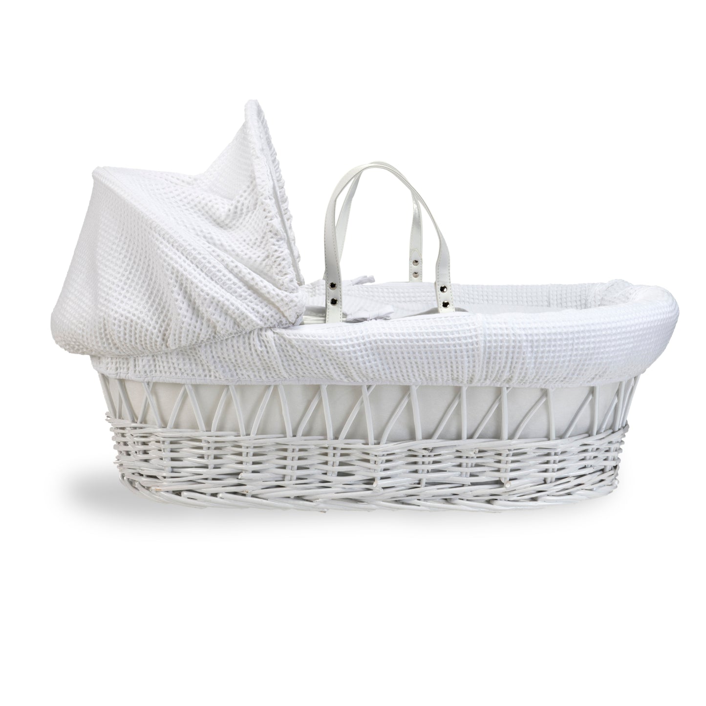 Clair de Lune White Waffle White Wicker Moses Basket