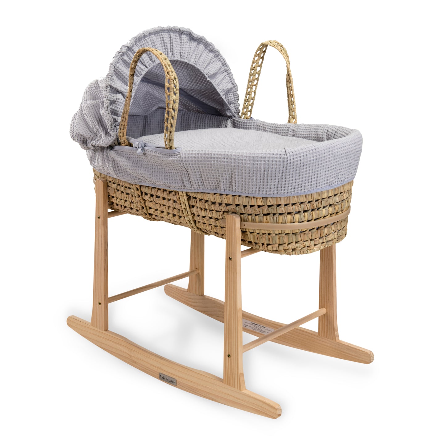 Clair de Lune Grey Waffle Palm Moses Basket