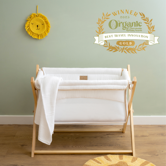 Clair de Lune White Organic Folding Crib