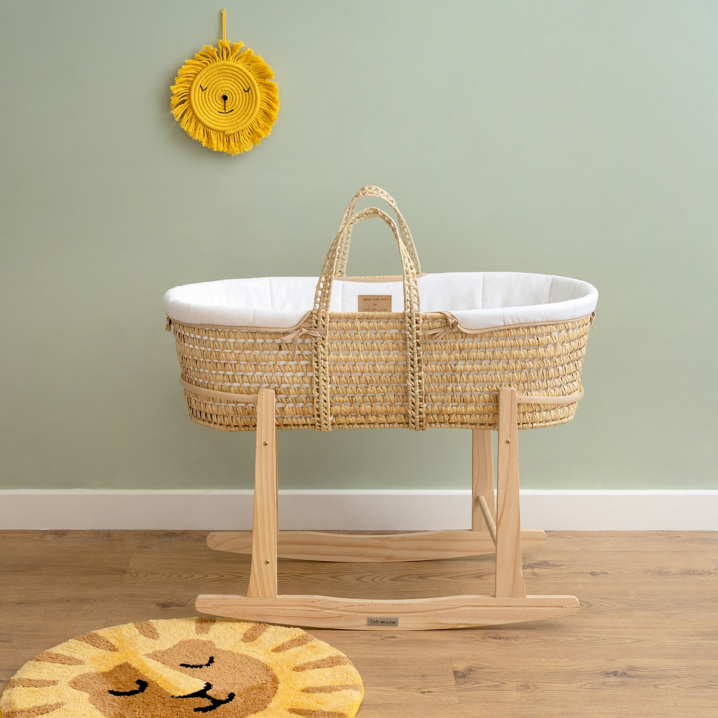 Clair de Lune Natural Wooden Moses Basket Rocking Stand