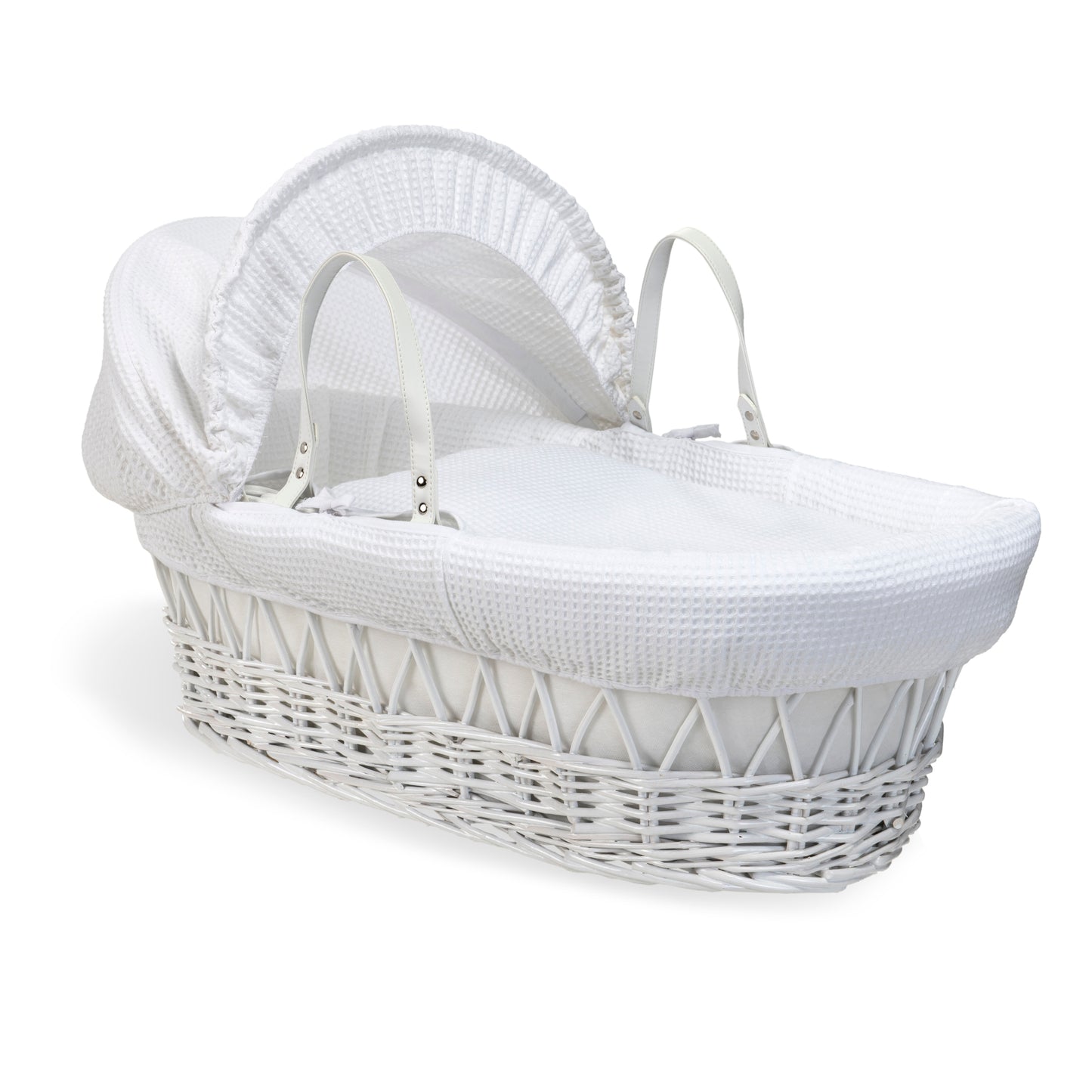 Clair de Lune White Waffle White Wicker Moses Basket
