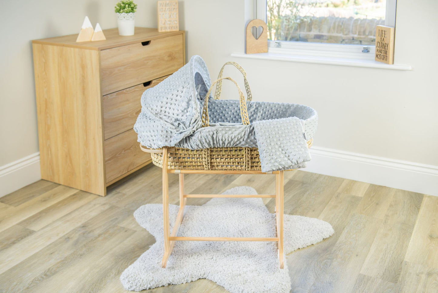 Clair de Lune Blue Dimple Palm Moses Basket