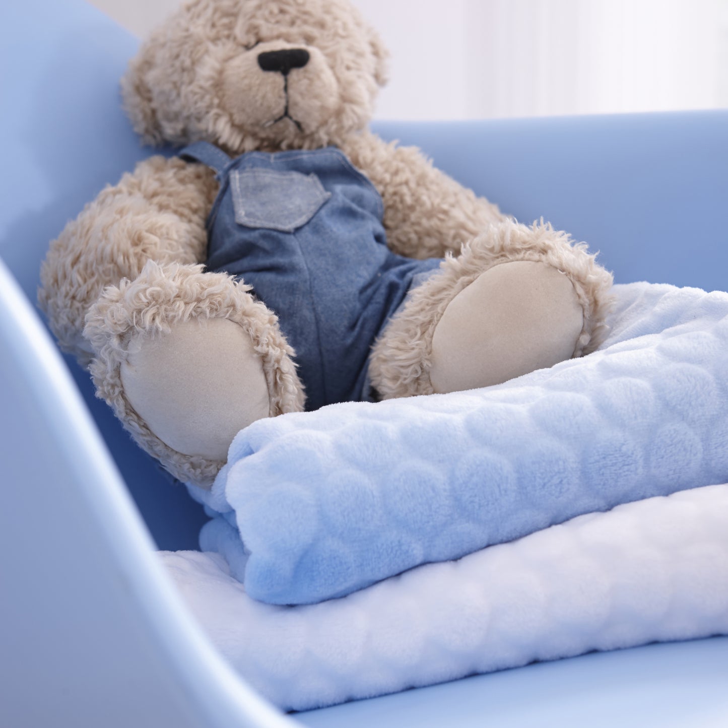 Clair de Lune Blue Marshmallow Pram Blanket - 90 x 70 cm