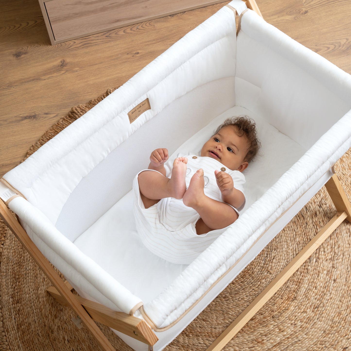 Clair de Lune White Organic Folding Crib