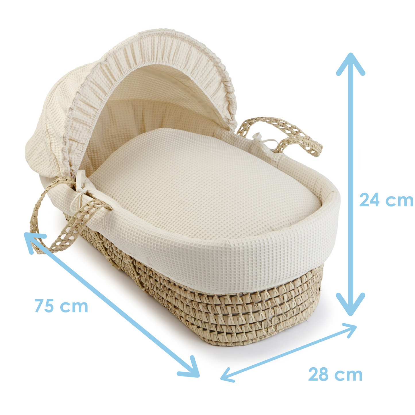 Clair de Lune Cream Waffle Palm Moses Basket