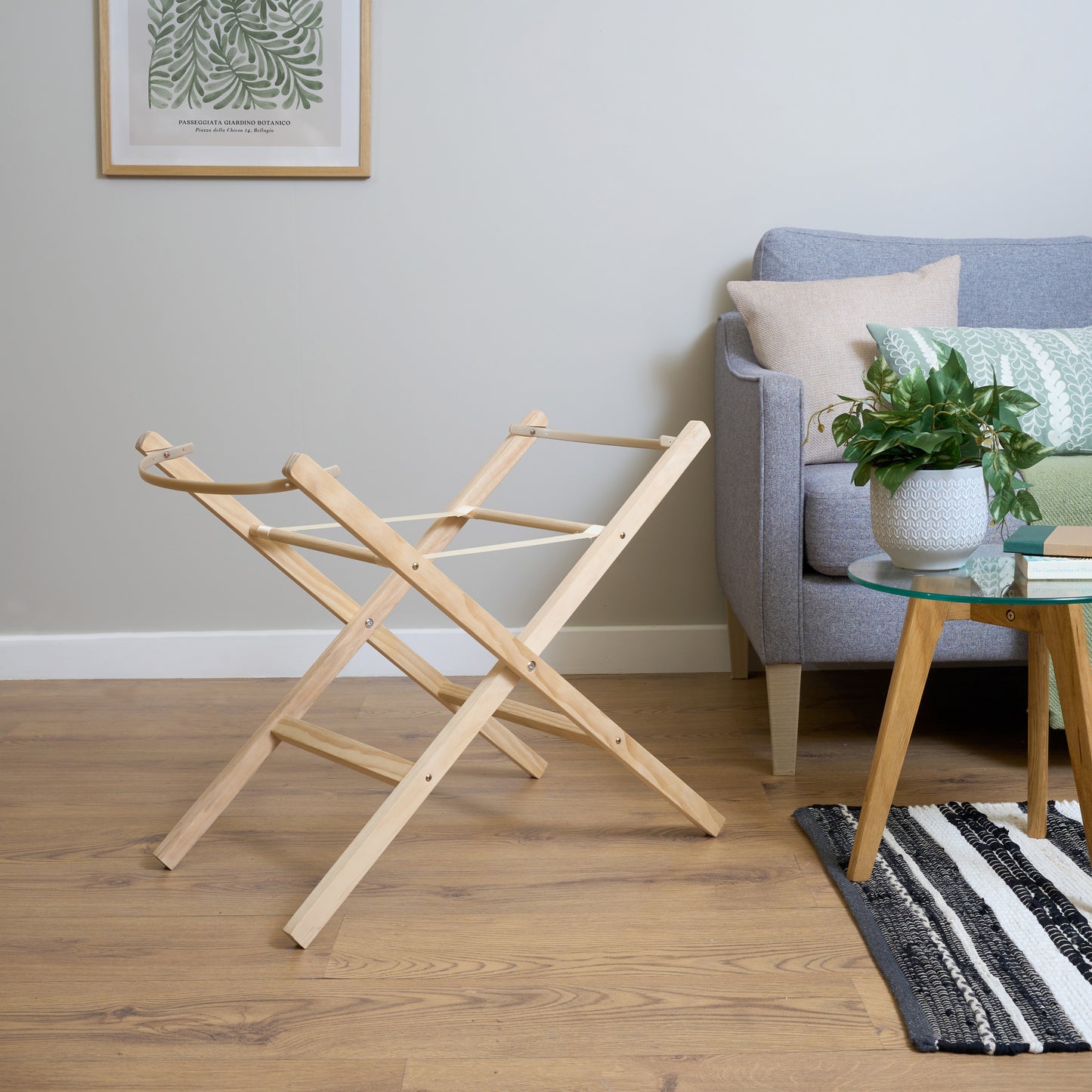 Clair de Lune Natural Wooden Folding Moses Basket Stand