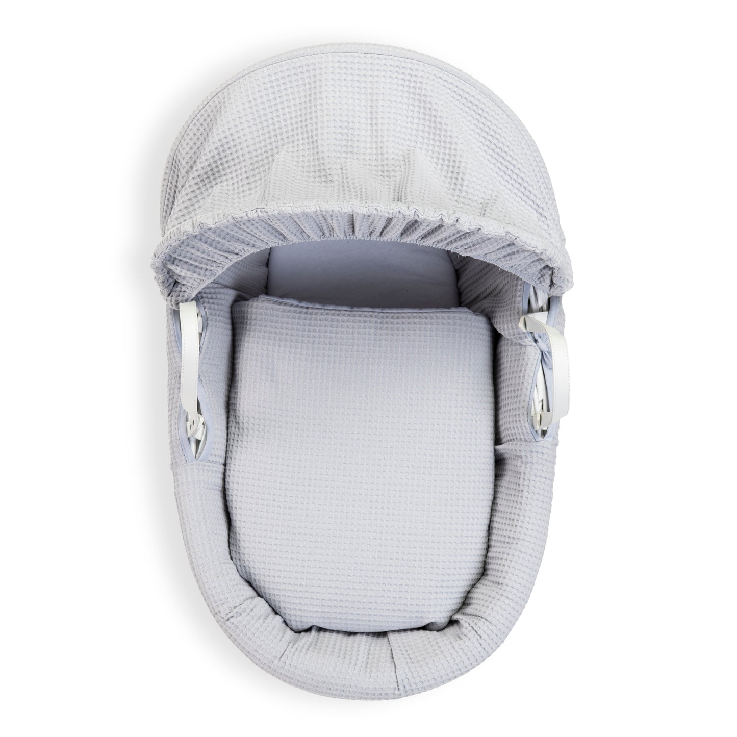 Clair de Lune Grey Waffle White Wicker Moses Basket